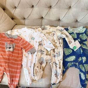 Baby One-Piece Footed Sleepwear Bundle (Carters and Burts Bees)